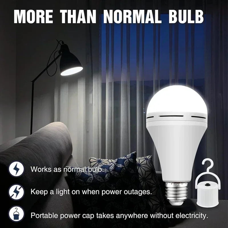 Buy LED Rechargeable Light Bulb 7w 9w 12w 15w 85-265V Emergency Bulb Portable Hanging Camping Lamp for Tent Home Power Failure Porch online at DLC Market
