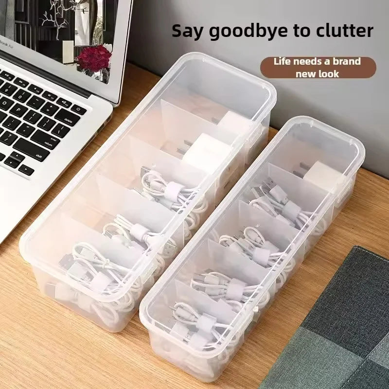 Transparent Data Cable Organizer Case Classification Dustproof Card Organizer with Lid Clutter Collection Box for Office Home by DLC MARKET