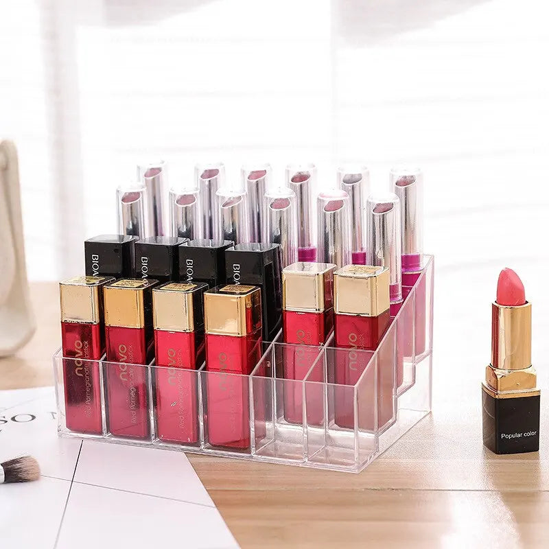 24 Grid Lipstick Holder Acrylic Cosmetics Storage Box Can Store And Sort Lipstick Nail Polish And Jewelry Display Rack by DLC MARKET
