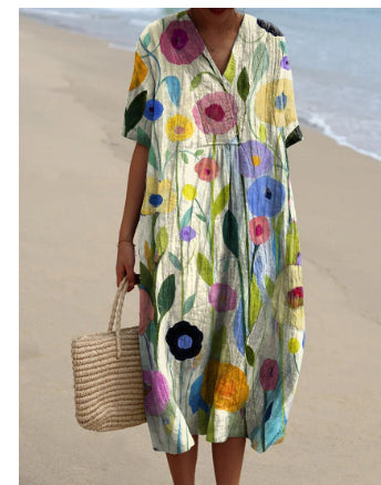 Buy Women's Comfortable Loose Printed Long Dress online at DLC Market