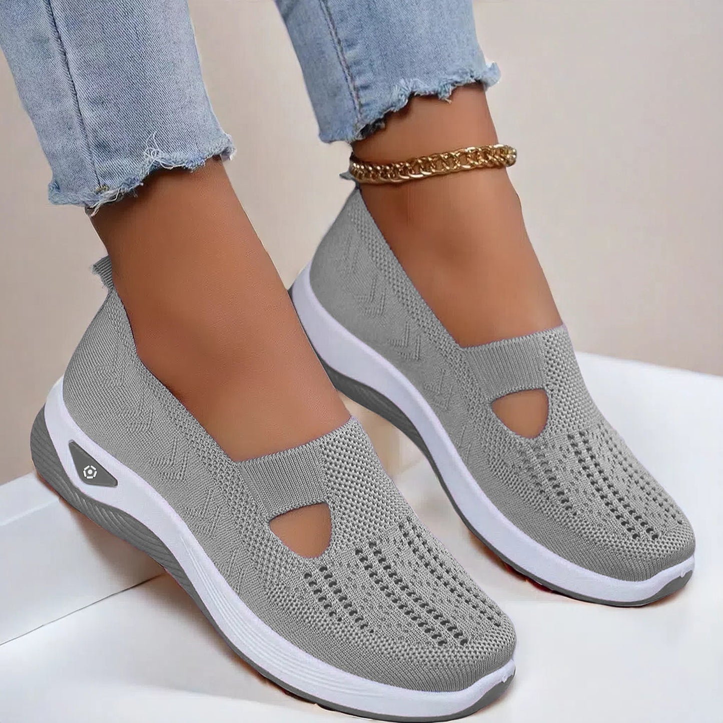 Buy Mesh Flats Shoes Fashion Breathable Non-slip Soft Bottom Casual Shoes For Women online at DLC Market