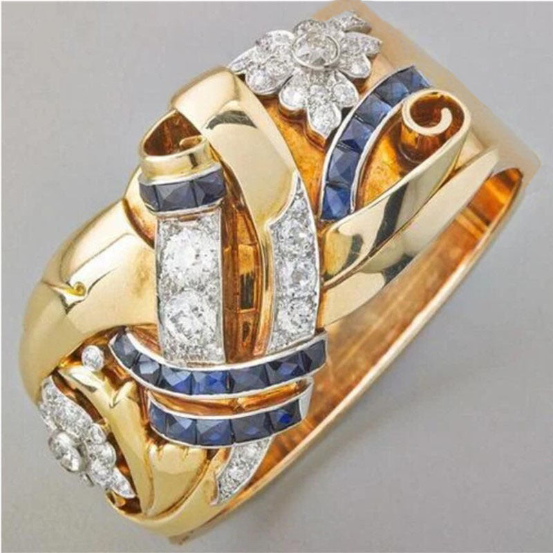 Buy Retro Hollow Ring European And American Exaggerated Flower-shaped Zircon online at DLC Market
