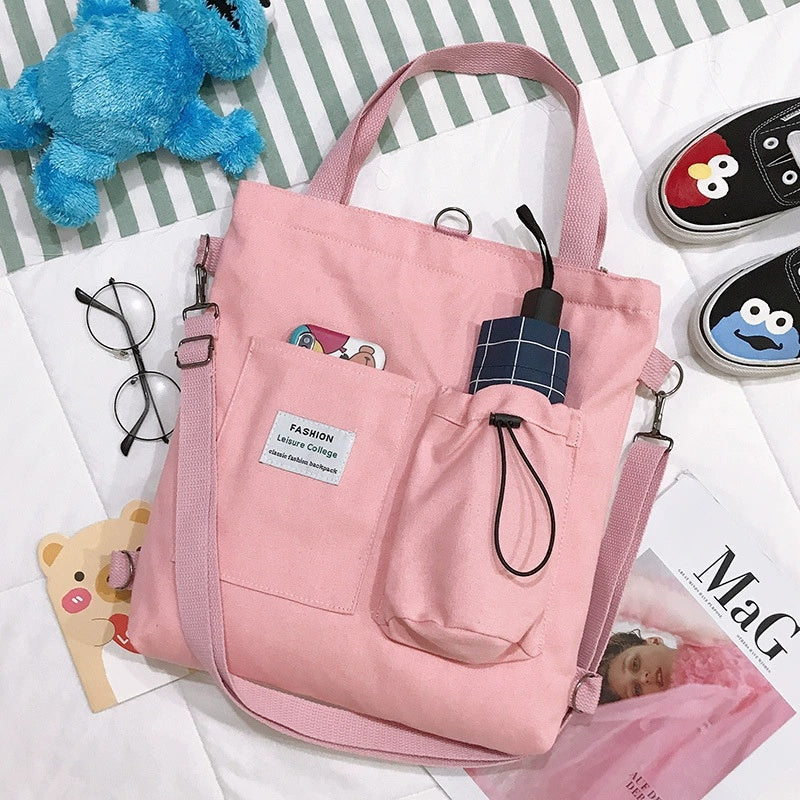 Buy Harajuku Canvas Bags Students Handbag With Pockets Preppy Buckpack Shoulder Bag For Women Shoolbags online at DLC Market