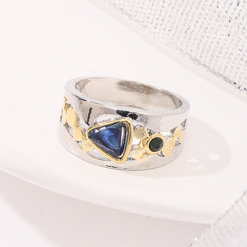 Buy Creative Hollowed-out Design Engagement Ring Set With Green Zircons online at DLC Market