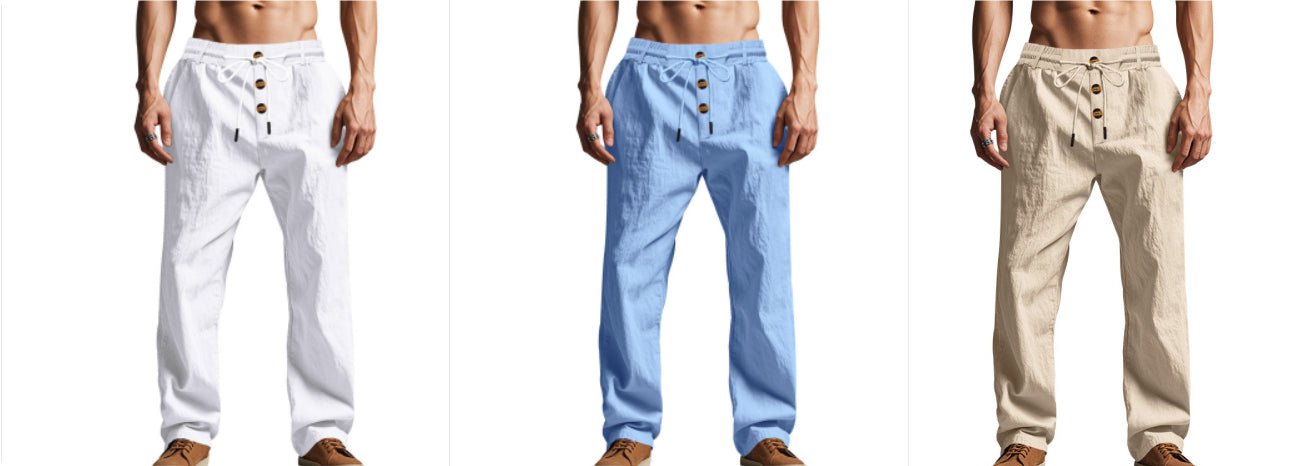 Men's Trousers Breathable Skin-Friendly Loose Fit Casual Beach Pants For Sports Summer by null