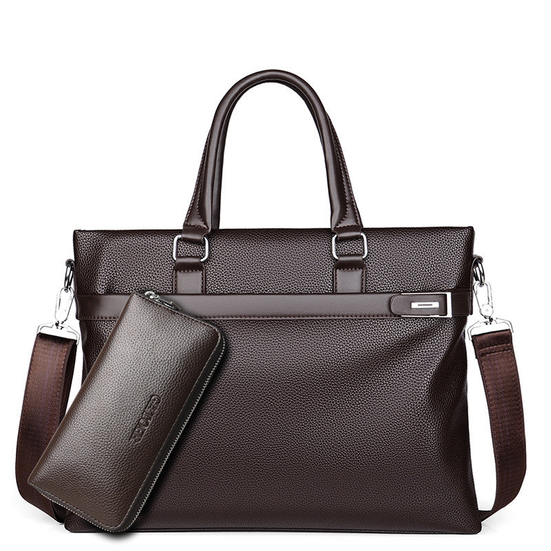 Buy Large Capacity Business Handbag Men's Soft Leather Briefcase online at DLC Market