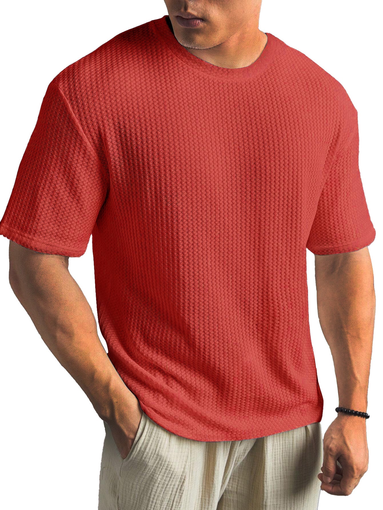 Casual Versatile Solid Color Men's Summer T-shirt by null
