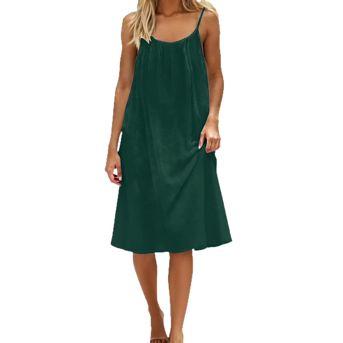Women's Solid Color Spaghetti Strap Backless Dress - Sleeveless Summer Bodycon Fit Casual Evening Dress For Daily Wear Holiday Outfit by null