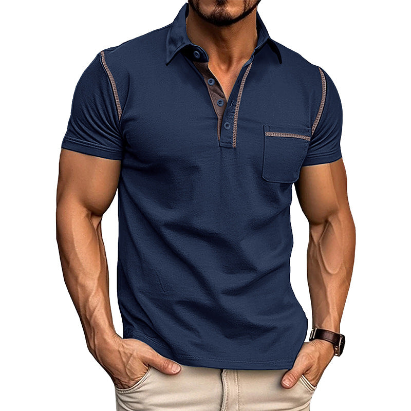 Men's Short Sleeve Polo Shirt Henry T-shirts - Casual Summer Quick Dry Top - Breathable Cotton Blend Knit Tee Sports Street Fashion Top by null