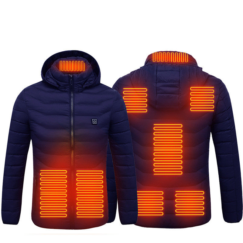 Winter Heated Jacket USB Electric Cotton Coat Zip-up Heater Thermal Clothing Heating Vest For Men by null