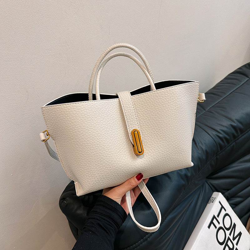 Buy INS Litchi Pattern Shoulder Bag Fashion Zipper Bucket Bag High Capacity Totes Handbag For Women online at DLC Market