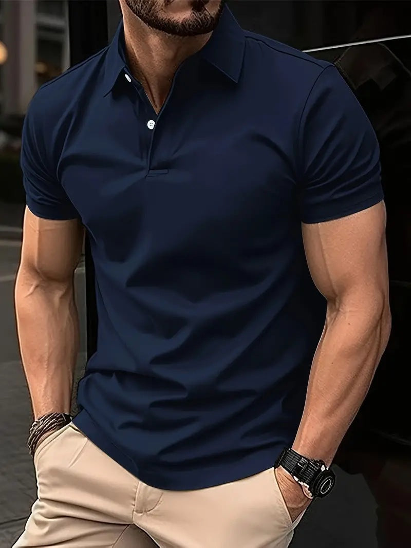 High Sense Casual Solid Color Buttons Short Sleeve by null