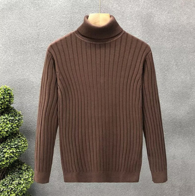 Turtleneck Sweater Men Women Ins Fashion Solid Striped Bottoming Sweater Autumn And Winter Tops Clothing by null