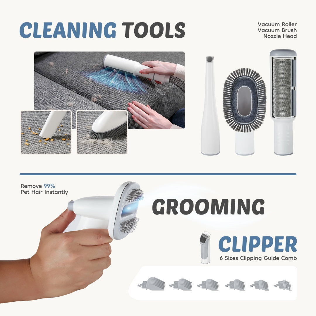Buy Professional Dog Grooming Clippers With 2.5L Cup, 3 Suction Modes, Cordless Clippers, 5 Groomer Tools, Low Noise Pet Hair Trimmer For online at DLC Market