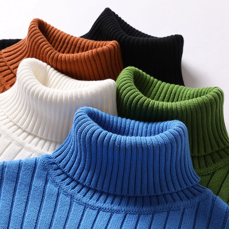Turtleneck Sweater Men Women Ins Fashion Solid Striped Bottoming Sweater Autumn And Winter Tops Clothing by null