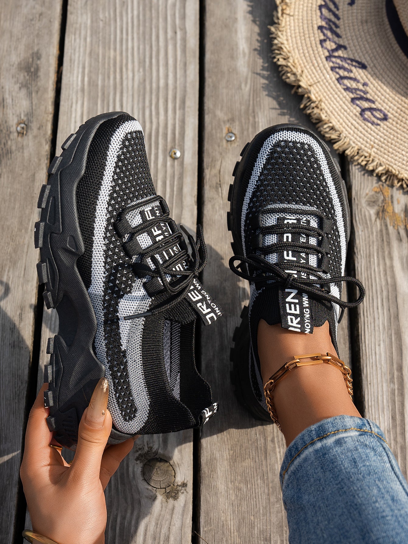 Buy Flyknit Mesh Shoes Women's Breathable Lace-up Sneakers Walking Running Casual Shoes online at DLC Market