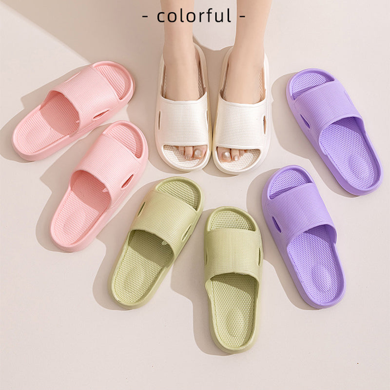 Buy Solid Color Thick Bottom Home Slippers Summer Non-slip Floor Bathroom Slipper Women Men Couples Shoes online at DLC Market