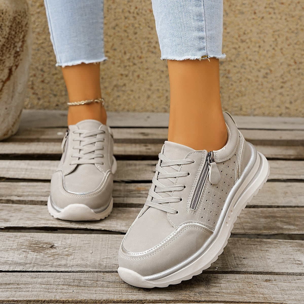 Buy Side-zip Breathable Sneakers With A Chunky Sole For Comfort online at DLC Market