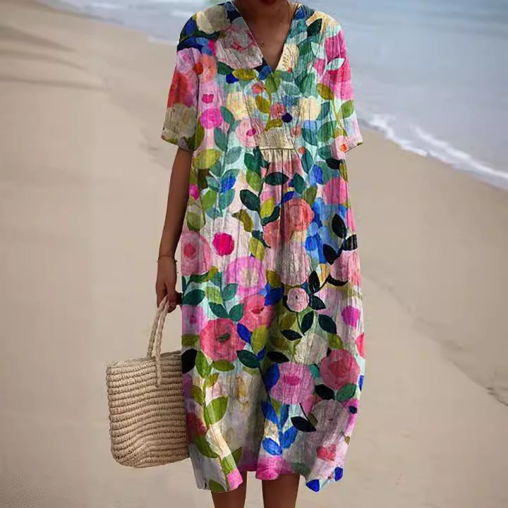 Buy Women's Comfortable Loose Printed Long Dress online at DLC Market