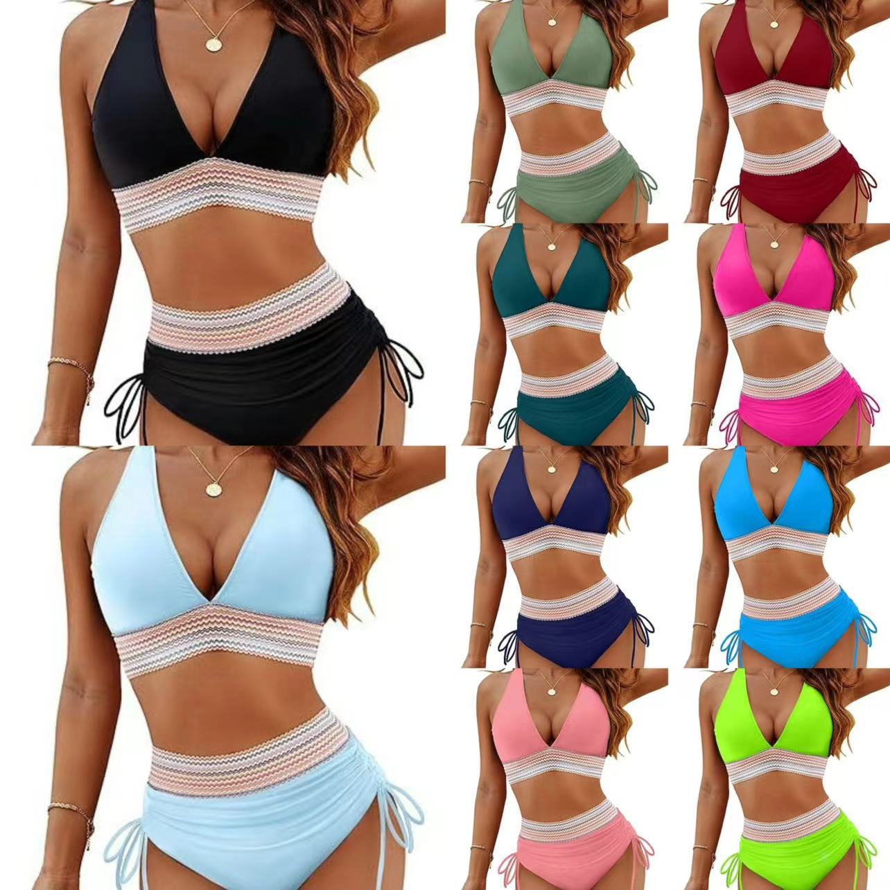 Fashion Women's High Waist Bikini Split Suit by null