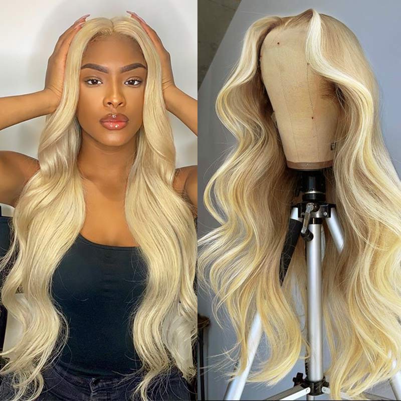 13x4 Lace Front Human Hair Wigs 613 Body Wave Density by null