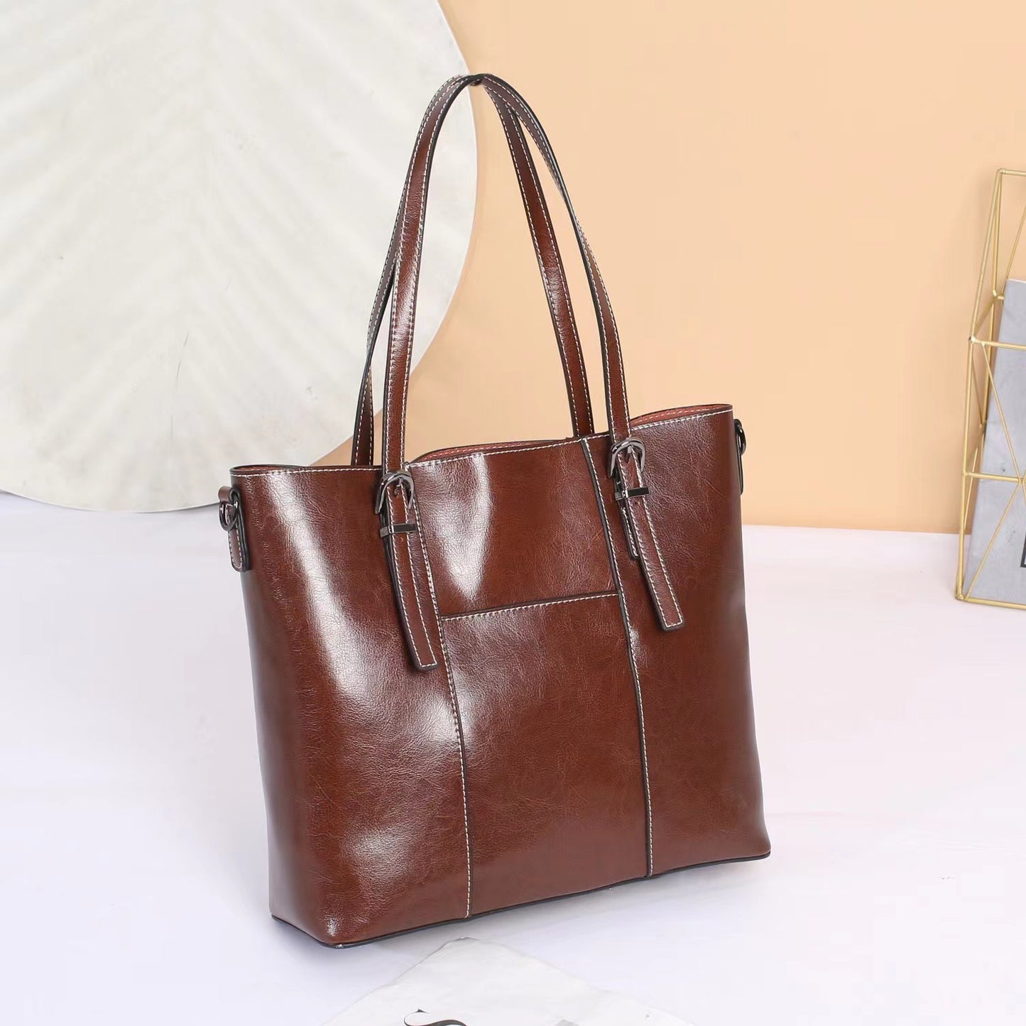 Buy Big Bag Genuine Leather Capacity Cowhide Messenger Bag Female Hand-held Tote online at DLC Market