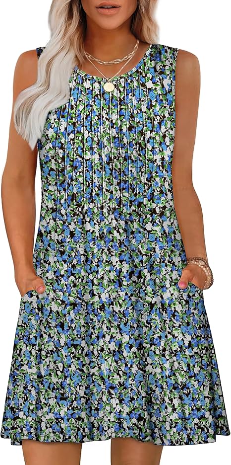 Buy Loose Beach Vacation Casual Round Neck Sleeveless Vest Dress online at DLC Market