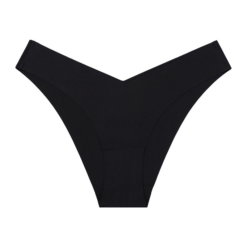 Buy Seamless Ice Silk Underwear For Women With V-shaped Waistband. One-piece Pure Cotton Crotch Breathable Women's Briefs. online at DLC Market