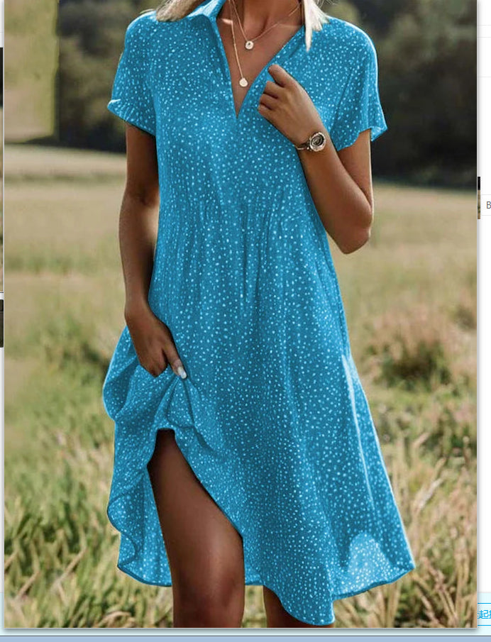 Women's Artistic Ethnic Style Scoop Mid-length Dress by null