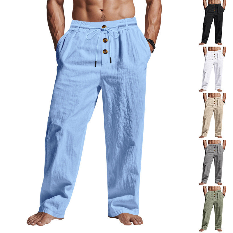 Men's Trousers Breathable Skin-Friendly Loose Fit Casual Beach Pants For Sports Summer by null