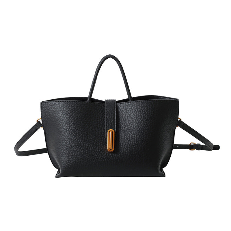 Buy INS Litchi Pattern Shoulder Bag Fashion Zipper Bucket Bag High Capacity Totes Handbag For Women online at DLC Market