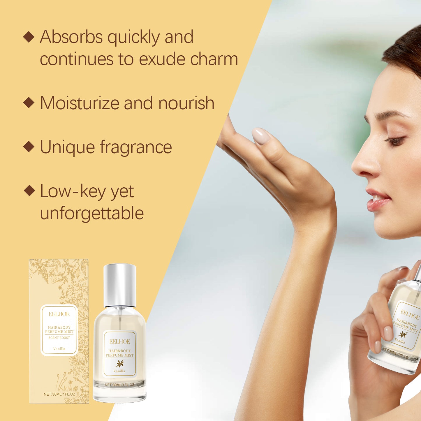 Buy EELHOE Vanilla Body Hair Perfume Spray Long-Lasting Light Fragrance Floral Fragrance Ladies Niche Perfume Spray online at DLC Market