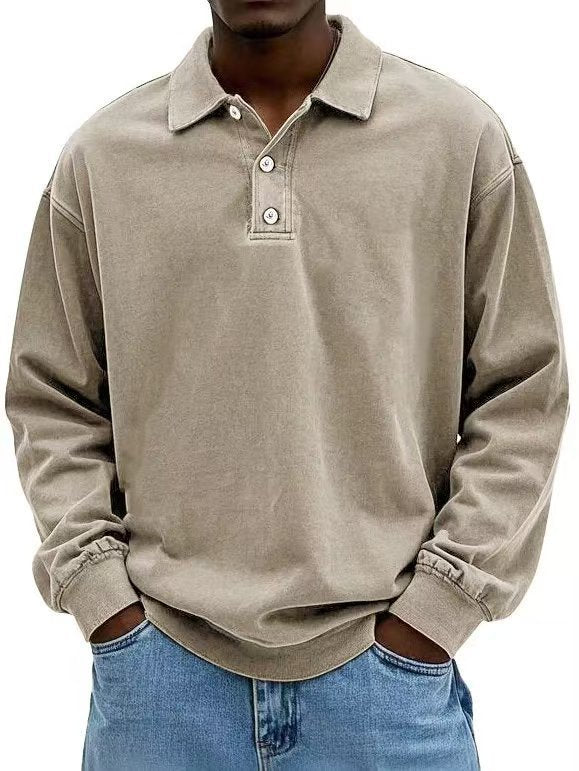 Fall Men's Long Sleeve Polo Shirts Casual Breathable Comfortable Tees Shirt Solid High Quality Sweatshirt Male T-Shirt by null