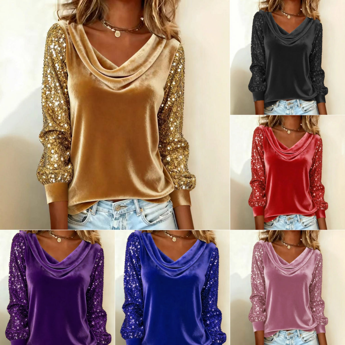 Elegant Velvet Long Sleeve Shirts For Women Autumn Winter Solid Color Loose Women Blouses Fashion Pullover Tops Party Clothes by null
