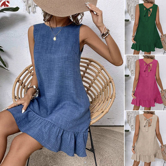 Summer Ruffle Dress Fashion Loose Sleeveless Straight Beach Dresses For Women by null