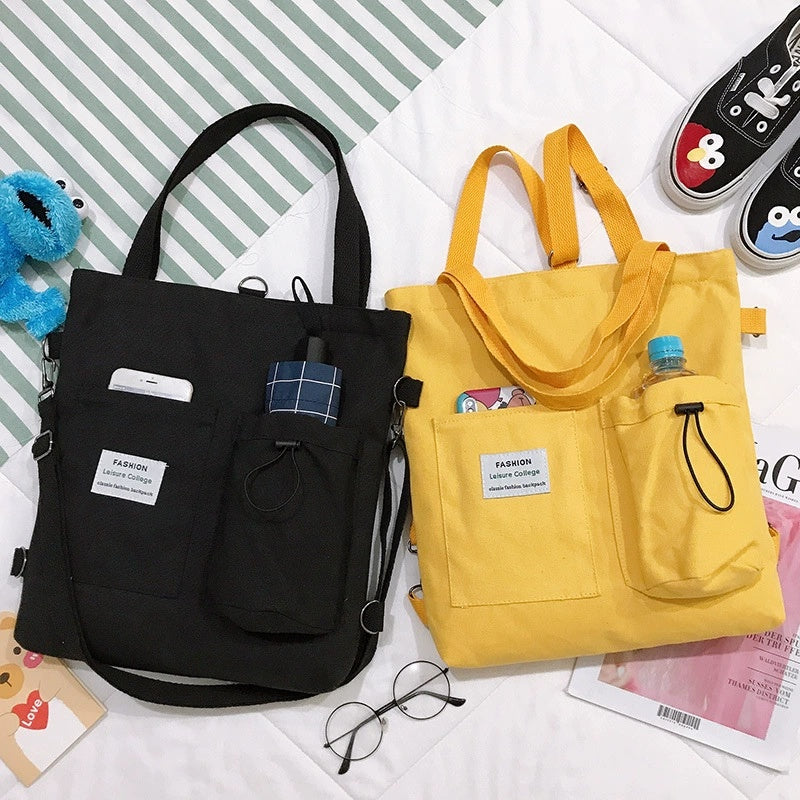 Buy Harajuku Canvas Bags Students Handbag With Pockets Preppy Buckpack Shoulder Bag For Women Shoolbags online at DLC Market