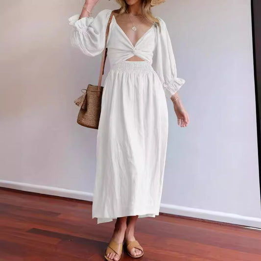 Buy Women's Clothing V-neck Half Sleeves Front And Back Wearable Type Dress online at DLC Market