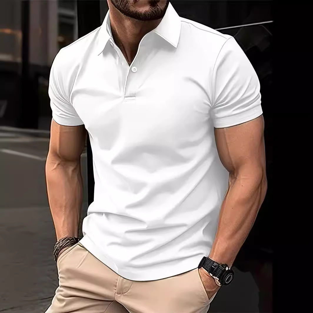 High Sense Casual Solid Color Buttons Short Sleeve by null