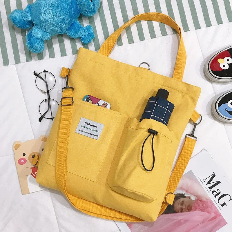 Buy Harajuku Canvas Bags Students Handbag With Pockets Preppy Buckpack Shoulder Bag For Women Shoolbags online at DLC Market