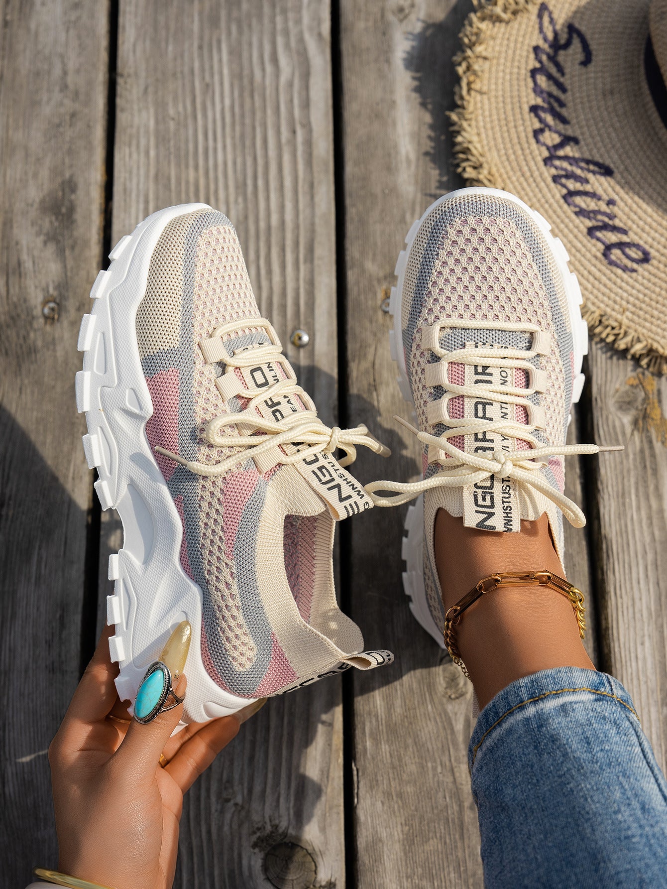 Buy Flyknit Mesh Shoes Women's Breathable Lace-up Sneakers Walking Running Casual Shoes online at DLC Market