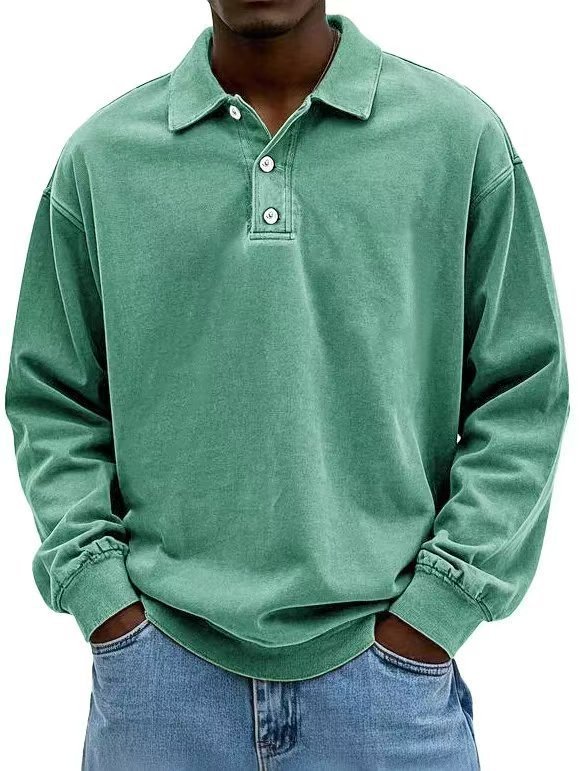Fall Men's Long Sleeve Polo Shirts Casual Breathable Comfortable Tees Shirt Solid High Quality Sweatshirt Male T-Shirt by null