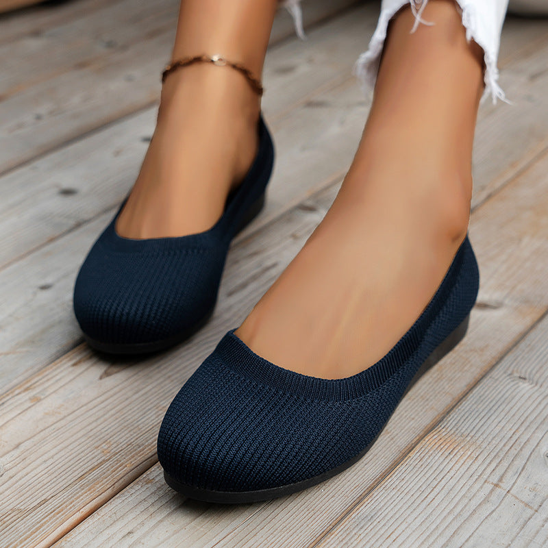 Buy Round Toe Flats Shoes Casual Comfortable Soft Slip On Knit Mesh Shoes For Women online at DLC Market