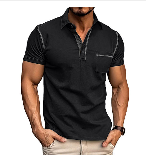Men's Short Sleeve Polo Shirt Henry T-shirts - Casual Summer Quick Dry Top - Breathable Cotton Blend Knit Tee Sports Street Fashion Top by null