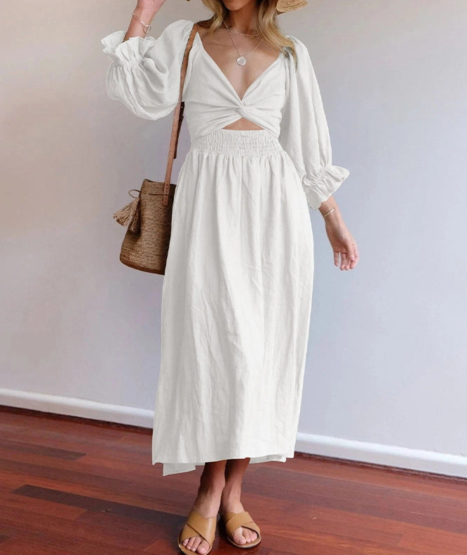 Buy Women's Clothing V-neck Half Sleeves Front And Back Wearable Type Dress online at DLC Market