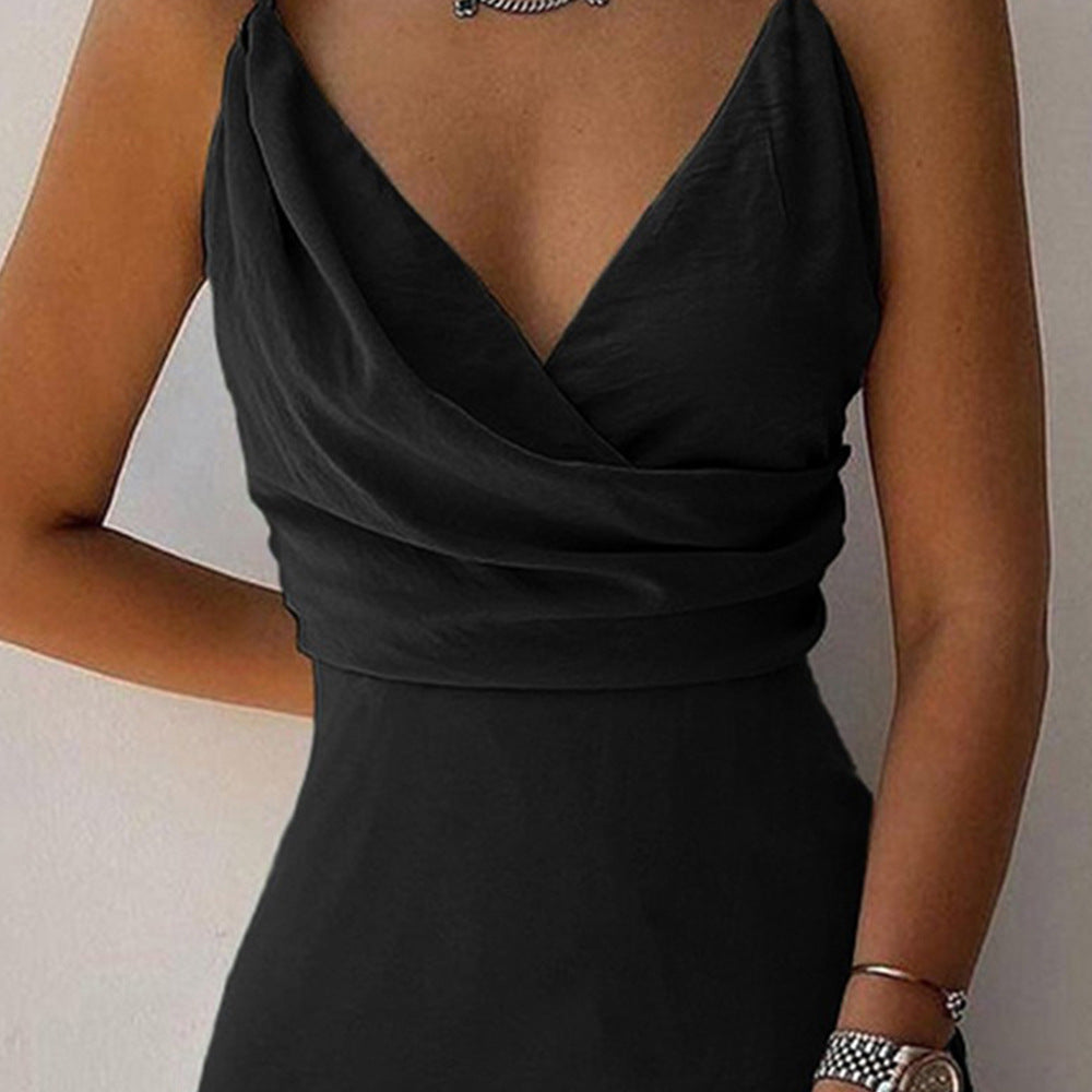 Buy V-neck Slit Sling Dress Summer Fashion Sexy Slim Suspender Dresses For Women Clothing online at DLC Market