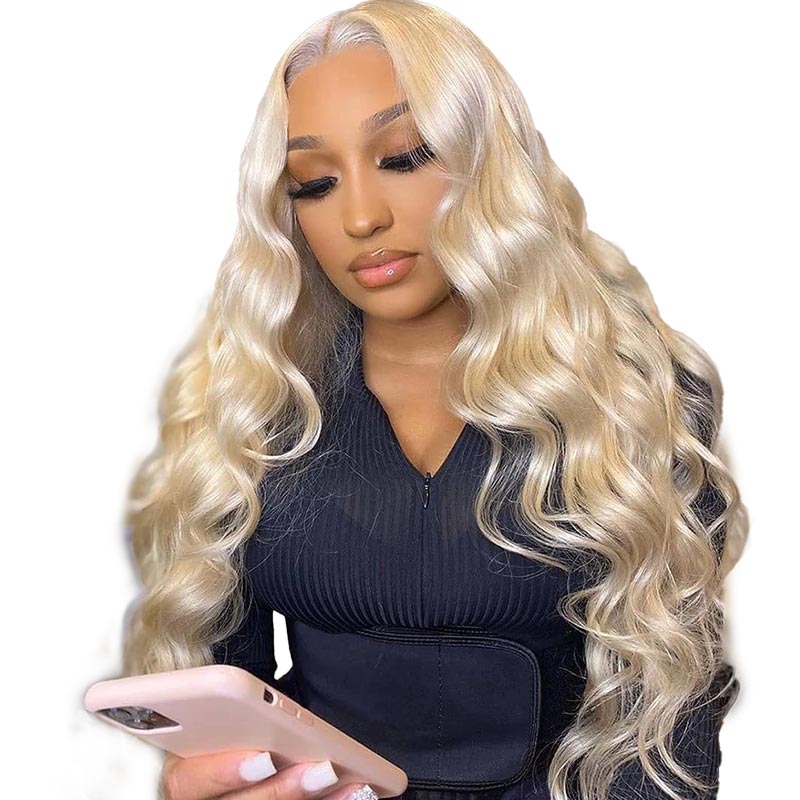 13x4 Lace Front Human Hair Wigs 613 Body Wave Density by null