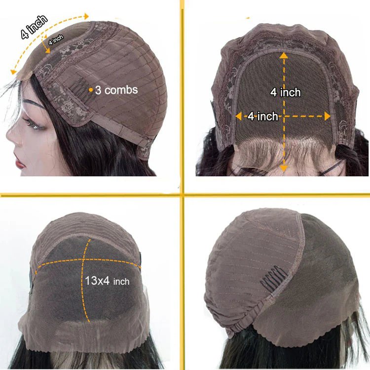 Chocolate Brown 4x4 Lace Closure Wig Human Hair Color Body Wave Density by null