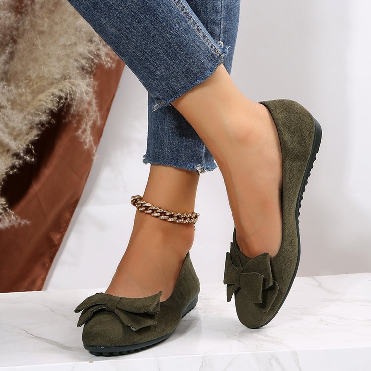 Buy Rubber Plus Size Flat Casual Shoes Women Suede Bow Round Head Gommino online at DLC Market