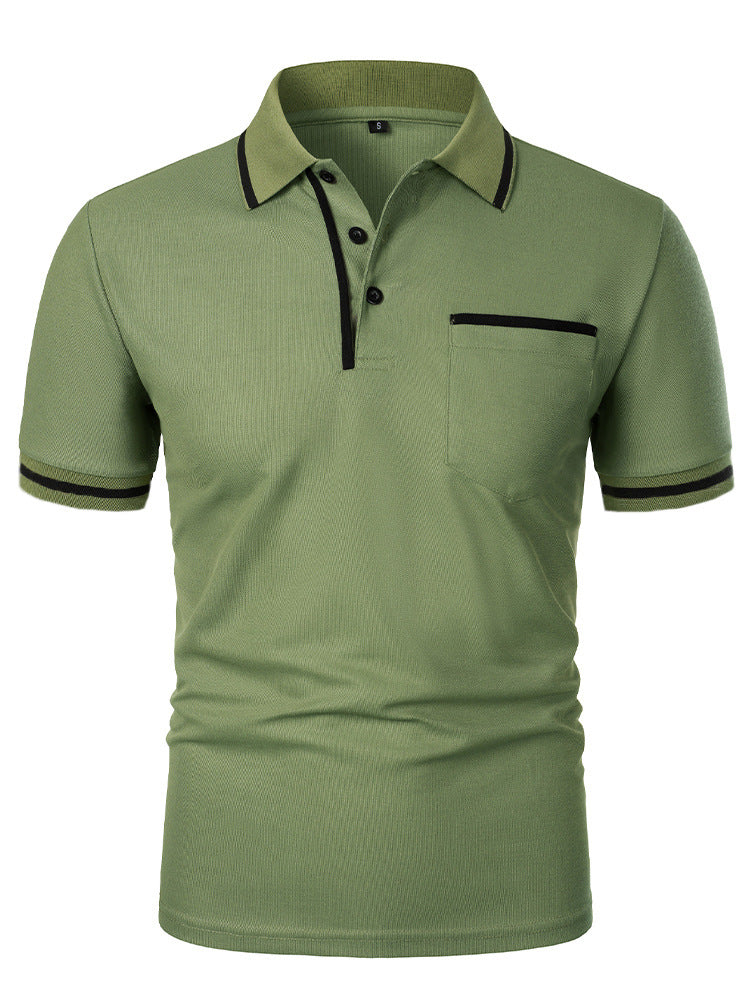 Men's Casual Square Collar Double Buckle Printed Short Sleeve by null