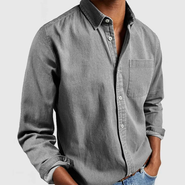 Men's Shirt New Long Sleeve Lapel by null
